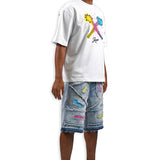 In The Trenches Shirt - Rhinestones, Denim Shorts and Trucker Hat Combo