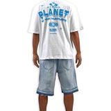 Planet Hustlers White Shirt - Rhinestones, Denim Shorts and Trucker Hat Combo