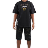 Rule Your Destiny Shirt Black, Rhinestone Shorts and Trucker Hat Combo