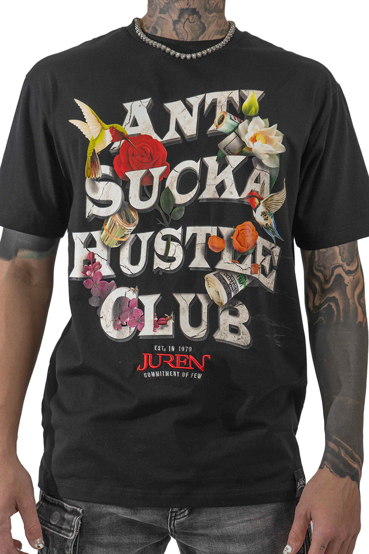 Anti Sucka Hustle Club Black Tee