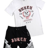 To Find Yourself Domestic White Tee and Athletic Shorts Combo