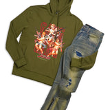 Gang Gang Olive Pullover Hoodie and Denim Jeans Combo