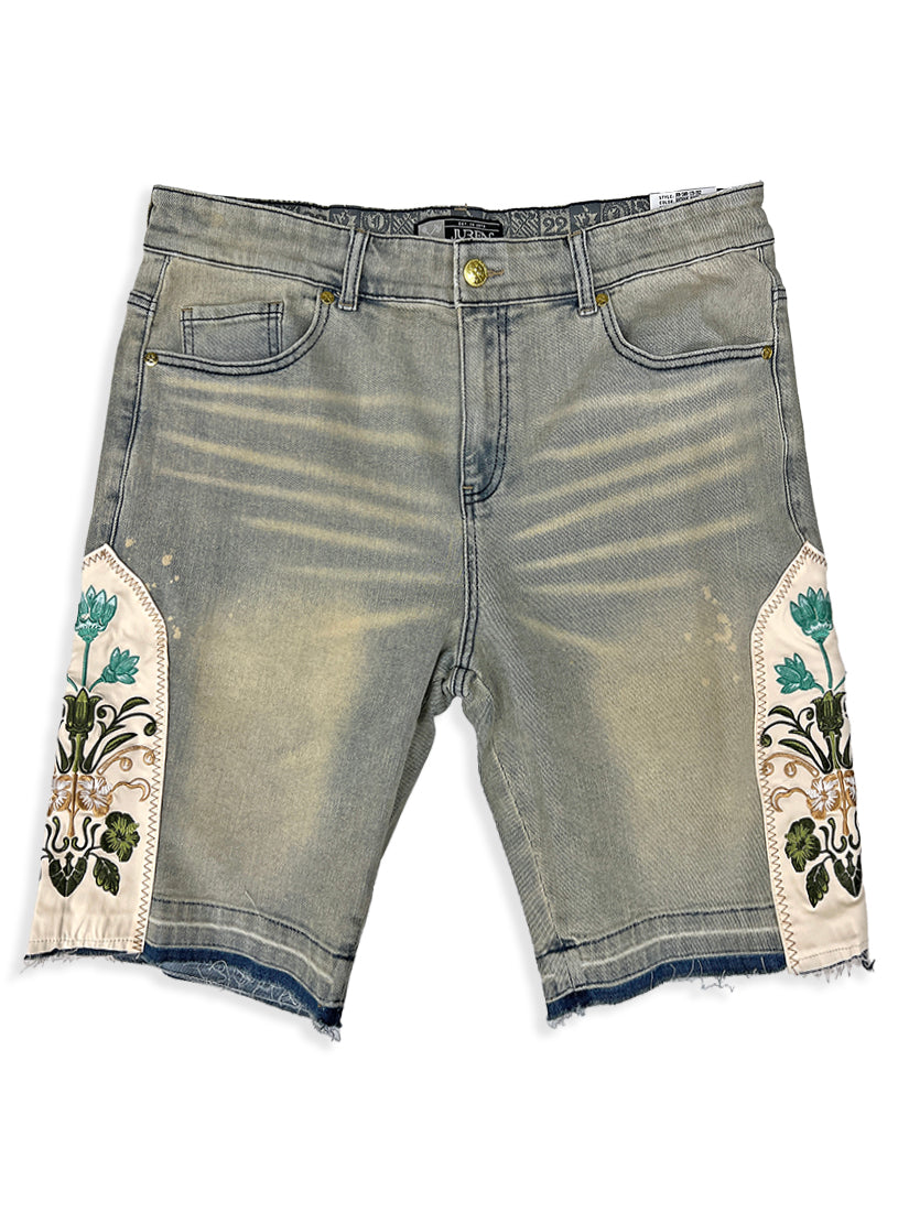 JACQUARD PATCHWORK DENIM SHORT