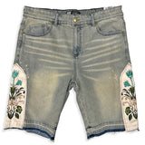 JACQUARD PATCHWORK DENIM SHORT