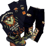 Warrior Dept. Muscle Tee Selected, Warrior Dept. Twill Pants, and Sneakers Combo