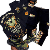 Warrior Dept. Muscle Tee Selected, Warrior Dept. Twill Pants, Sneakers and Trucker Hat Combo
