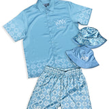 Friso Button Up Shirt, AOP Shorts and Bucket Hat Combo