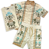 Elegant Arrangement Button Up Shirt, Shirt and Shorts Combo