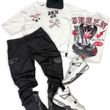 Black Heart Edition White T-Shirt, Matson Jeans and Trucker Hat Combo