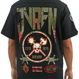 Honor & Glory Button Up Shirt, Distressed Tee, Denim Jean and Skully Cap Combo
