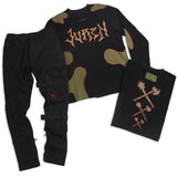 Freddy Patchwork Crewneck Sweater and Cement Jeans Combo