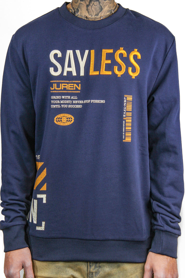 Say Le$$ Navy Crewneck Sweater