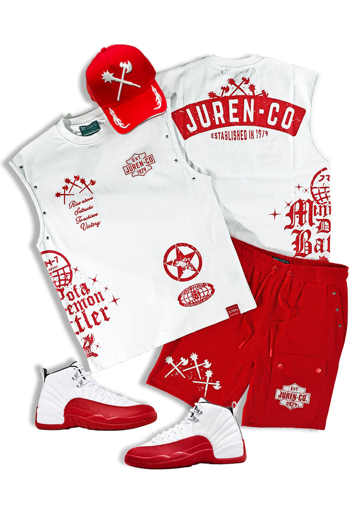 Rise Above Setbacks Muscle Tee, Established Shorts and Trucker Hat Combo