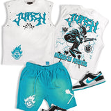Unleash Your Potential Muscle Tee, and Raw Edge Shorts Combo