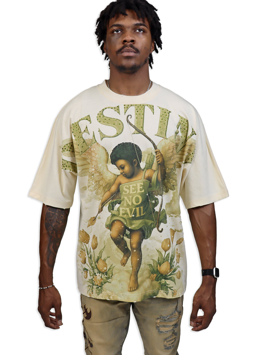 Destiny Cream Shirt - Rhinestones