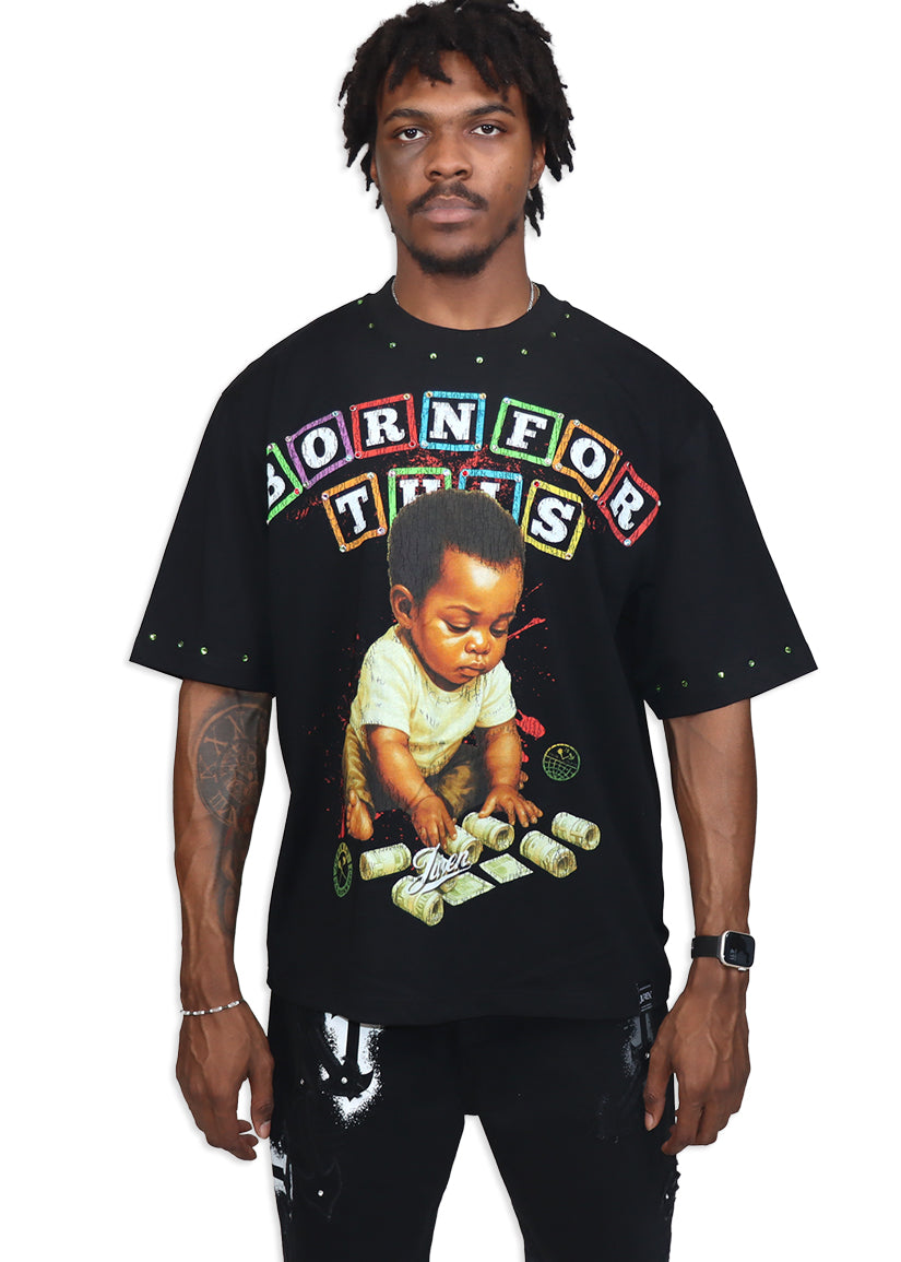 Born For This Black Shirt - Rhinestones