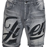 JRN Branded Denim Shorts - Rhinestones