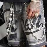 JRN Branded Denim Shorts - Rhinestones