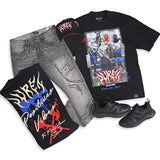 Releasing Positive Vibes Black, Grey Denim Jeans and Trucker Hat Combo (Shoes Not Included)