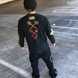 Freddy Patchwork Crewneck Sweater, Cement Jeans and Beanie Combo