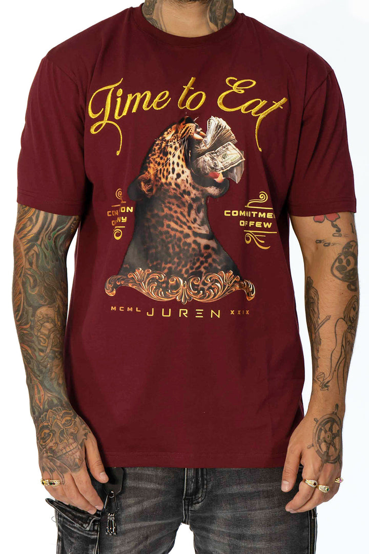 Time To Eat Burgundy Tee