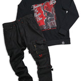 Thinking of a Masterplan Black Crewneck and Black Jeans Combo