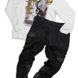 Thinking of a Masterplan White Crewneck and  Black Jeans Combo
