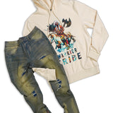Warrior Tribe Natural Hoodie and denim Jeans Combo