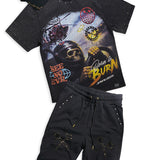 Born to Burn Black Shirt, Dedication and Hardwork Shorts and Trucker Hat Combo