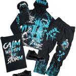 Black Outfit with Hoodie, Sweat pants and Trucker Hat.