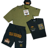 Cold Blooded T-Shirt, Embrace Shirt, Shorts, and Trucker Hat Combo