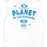 Planet Hustlers White Muscle Shirt - Rhinestones