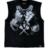Pressure Makes Kings Muscle Black Shirt - Rhinestones, Shorts  and Trucker Hat Combo