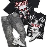 Star of Life Black Tee, Cement Utility Jeans and LTR Black Trucker Hat Combo